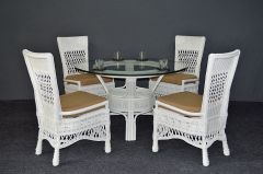 Wicker Dining Set 48" Round Francesca Style (4-Side Chairs) Brand New  (2) Frame Colors