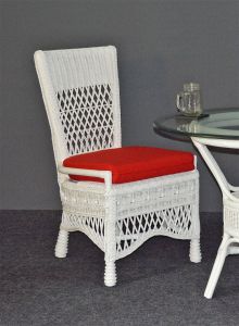 Wicker Dining Chair Armless Beaded Francesca Style White (Min 2)