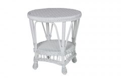 Wicker End Table, Round Vintage Style