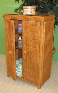 Wicker Linen Cabinet, Caramel