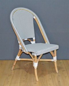 Rattan Dining Chair, Lila Style Bistro Natural Frame-Gray & White Chairs -- Natural Rattan Frames with Easy Clean Resin Seats & Backs (Have Arrived) (Minimum 2)-----SPECIAL Pricing