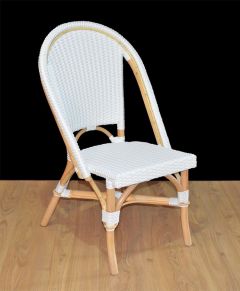 Rattan Dining Chair, Lila Style Bistro Natural Frame-Solid White Chairs -- Natural Rattan Frames with Easy Clean Resin Seats & Backs (Have Arrived) (Minimum 2)-----SPECIAL Pricing