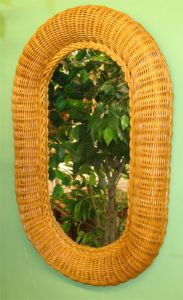 Large Oval Wicker Mirror, Caramel