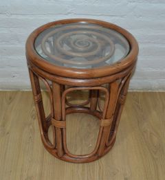 Pole Rattan Swirl End or Side Table (Being made in White & Teawash Brown) October 25th