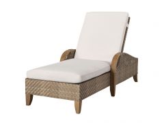 Lane Venture Edgewood Resin Wicker and Teak Adjustable Chaise Lounge with Cushions
