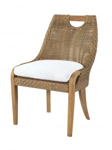 Lane Venture Edgewood Resin Wicker and Teak Dining Side Chair with Cushion