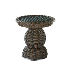 South Hampton Synthetic Round End Table with Inset Tempered Glass Top
