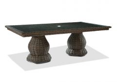 South Hampton Synthetic 96" x 46" Double Pedestal Dining Table with Inset Tempered Glass Top