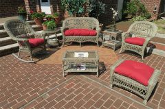 7 Piece Madrid Wicker Set all pieces shown in the picture & seat cushions 