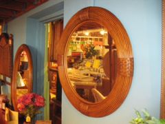 Round Rattan Mirror, Chestt Mezza Luna Style 30"