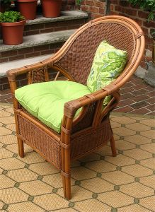 Rattan Dining Chair W/Seat Cushion, Monterey Style