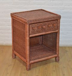 Victorian Wicker 1- Drawer Night Table with Inset Glass Top (Being made in White, Whitewash & Teawash Brown) July 2022