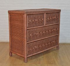 Victorian Wicker 4- Drawer Split Dresser with Inset Glass Top (Being made in White, Whitewash & Teawash Brown) Aug/Sept