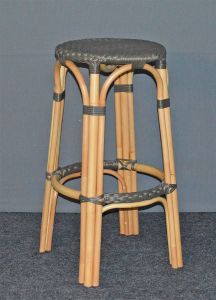 Wicker Bar Stools, Rattan Frames with Easy Clean Resin Wicker Seats. Lila Style Natural-Solid Dark Top---SPECIAL Pricing
