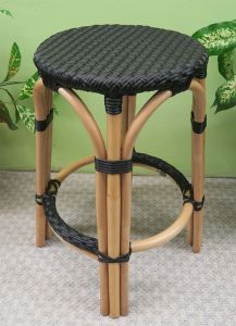 Wicker Bar Stools, Rattan Frames with Easy Clean Resin Wicker Seats. Lila Style Natural-Solid Black Top---SPECIAL Pricing