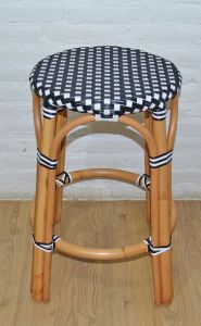 Wicker Counter Stools, Rattan Frames with Easy Clean Resin Wicker Seats, Lila Style Natural-Black/White Top---SPECIAL Pricing