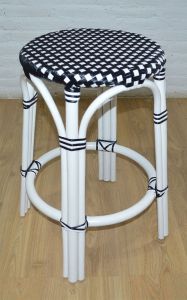 Wicker Counter Stools, Rattan Frames with Easy Clean Resin Wicker Seats, Lila Style White-Black/White Top---SPECIAL Pricing