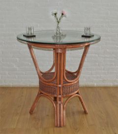 Wicker Table Counter Height  w/36" 1/2 "Thick  Glass Top 1" Bevel