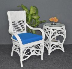 Wicker Chair Victorian Style with Arms & our Sweetheart Table.