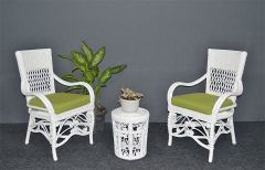  3-Piece Victorian Style Wicker Chat Set with Drum Table 