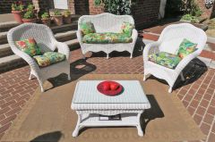 4 Piece Naples Wicker Furniture Set with 2 Chairs
