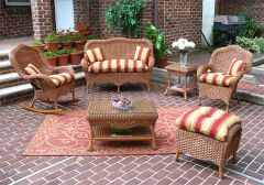 6 Piece Naples Natural Wicker Set with 1-Chair 1-Rocker 