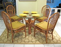 Savannah Natural Rattan Dining Sets 42" Round (4-Side Chairs)
