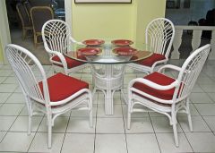 Rattan Dining Set 42" Round  Savannah Style  (2-Arm & 2-Side Chairs)