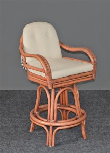  Wicker Counter Stool Swivel w/Seat & Back Cushions, Savannah Style Teawash Brown Arrival April/May