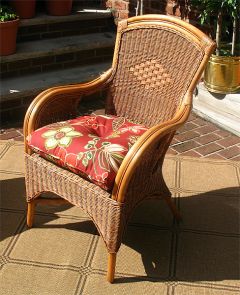  Rattan Dining Chair W/Seat Cushion,  Santa Fe Style
