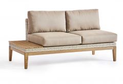 Contempo Wood and Wicker Left Side Facing Loveseat