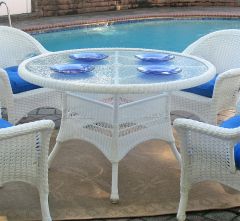 Resin Wicker Dining Table Only 48" Round (5 Colors) No Chairs, Has Umbrella Hole