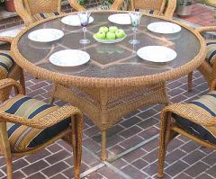 Resin Wicker Dining Table Only 60" Round  (5 Colors No Chairs--Has Umbrella Hole