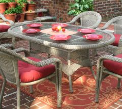 Resin Wicker Dining Table 72 Oval---Table only-Has Umbrella Hole