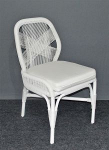 Wicker Dining Chair, Rattan Frame w/Synthetic Wicker, Valentina Style, White (Min 2)