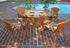 Resin Wicker Dining Set 36" Round in 5 Colors (Table Has Umbrella Hole)