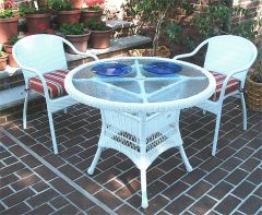 Resin Wicker Dining Set. 36" Round,  5 colors (Table Has Umbrella Hole)