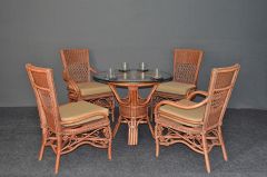 Wicker Dining Sets, Victorian 36" Round (2-Arm & 2-Sides Chairs) Brand New (2) Frame Colors