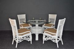 Wicker Dining Set 48" Round Victorian Style (4-Side Chairs) Brand New  (2) Frame Colors
