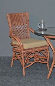 Wicker Dining Chair w/ Arms Victorian Style, Tea Wash  (Min 2)