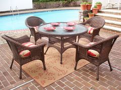 Veranda Resin Wicker Dining Set 48" Round (Click Here  to see all 4 Wicker Colors)