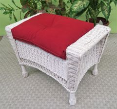 White Vineyard Wicker Bench/Ottoman with Cushion