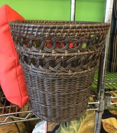 Wicker Waste Basket Circle Round, Charcoal