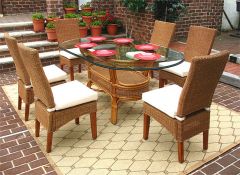 7 Piece Oval Wicker Dining Set, Signature Style, 3 Colors
