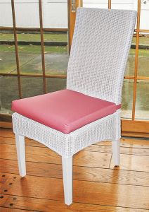Wicker Dining Chair, Mahogany Wood  White Frame Signature Style