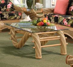 Countryside Twist Rattan Framed Wicker Cocktail Table