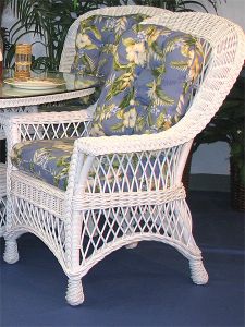 Wicker Dining Chair w/Seat & Back Cushion, Harbor Beach Style