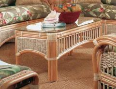 Wicker Cocktail Table, Rattan Frame, Mariner Style