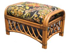 Old Town Natural Rattan Ottoman with Cushion