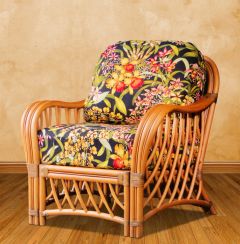 Old Town Natural Rattan Lounge Chair with Cushions